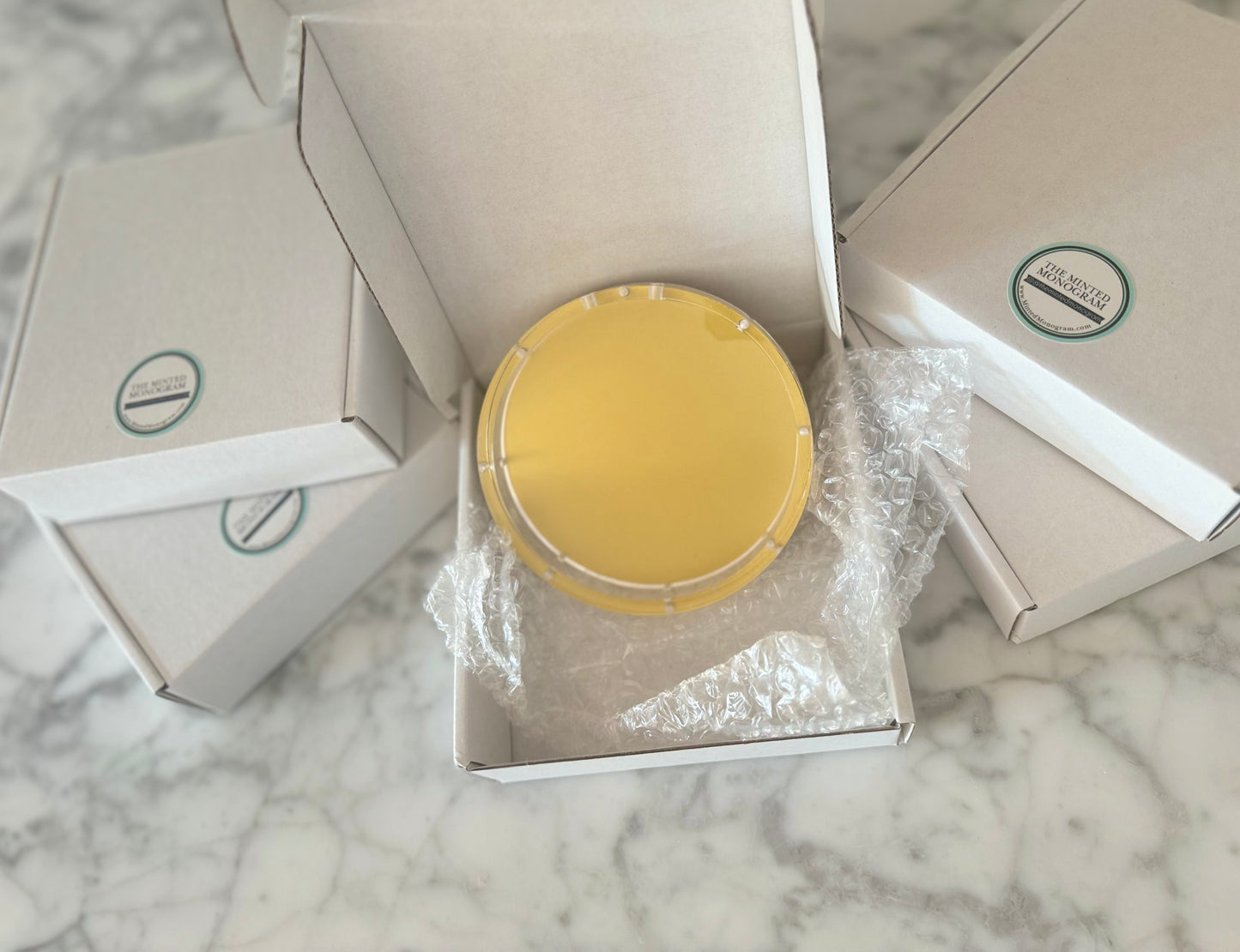 Acrylic Ornament or Coaster with Gold Back