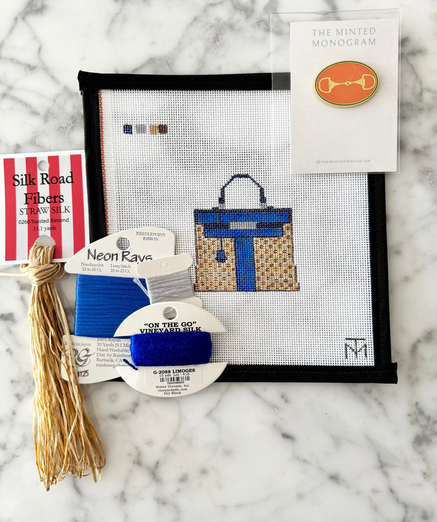 Special Value Designer Inspired Wicker Purse Kit in Blue