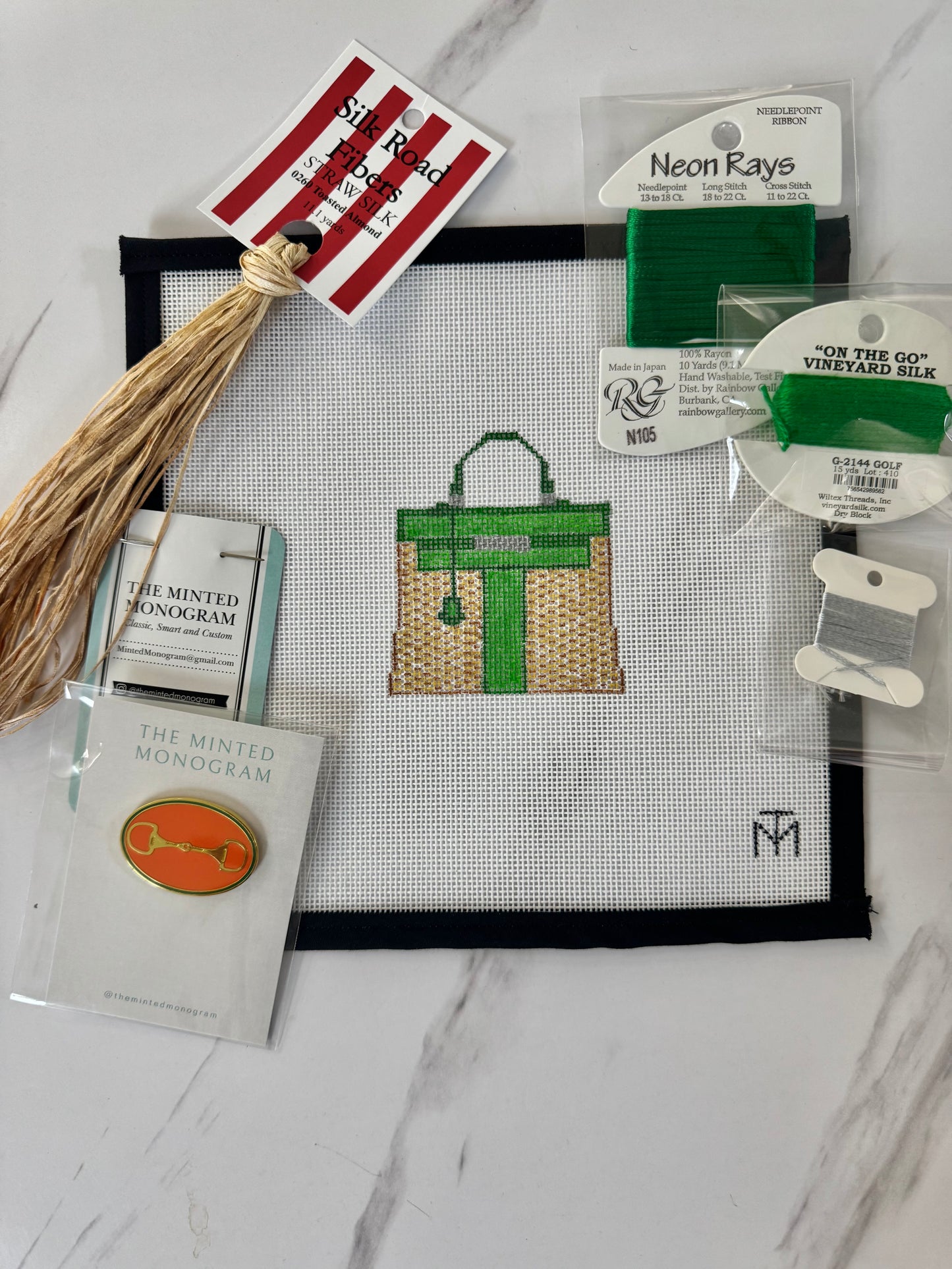 Special Designer Inspired Wicker Purse Kit Kelly Green