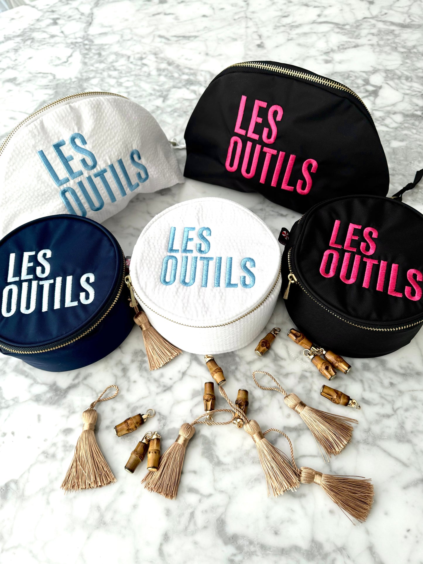Les Outils Pouch in White and Light Blue