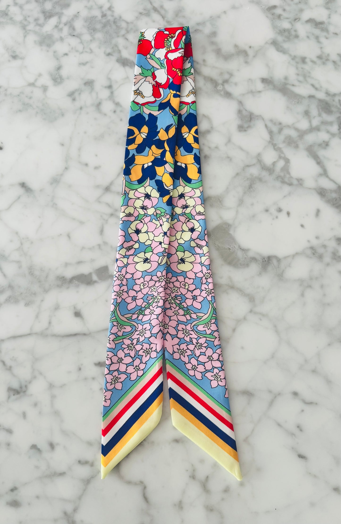Blue and Red Floral Designer Inspired Scarf
