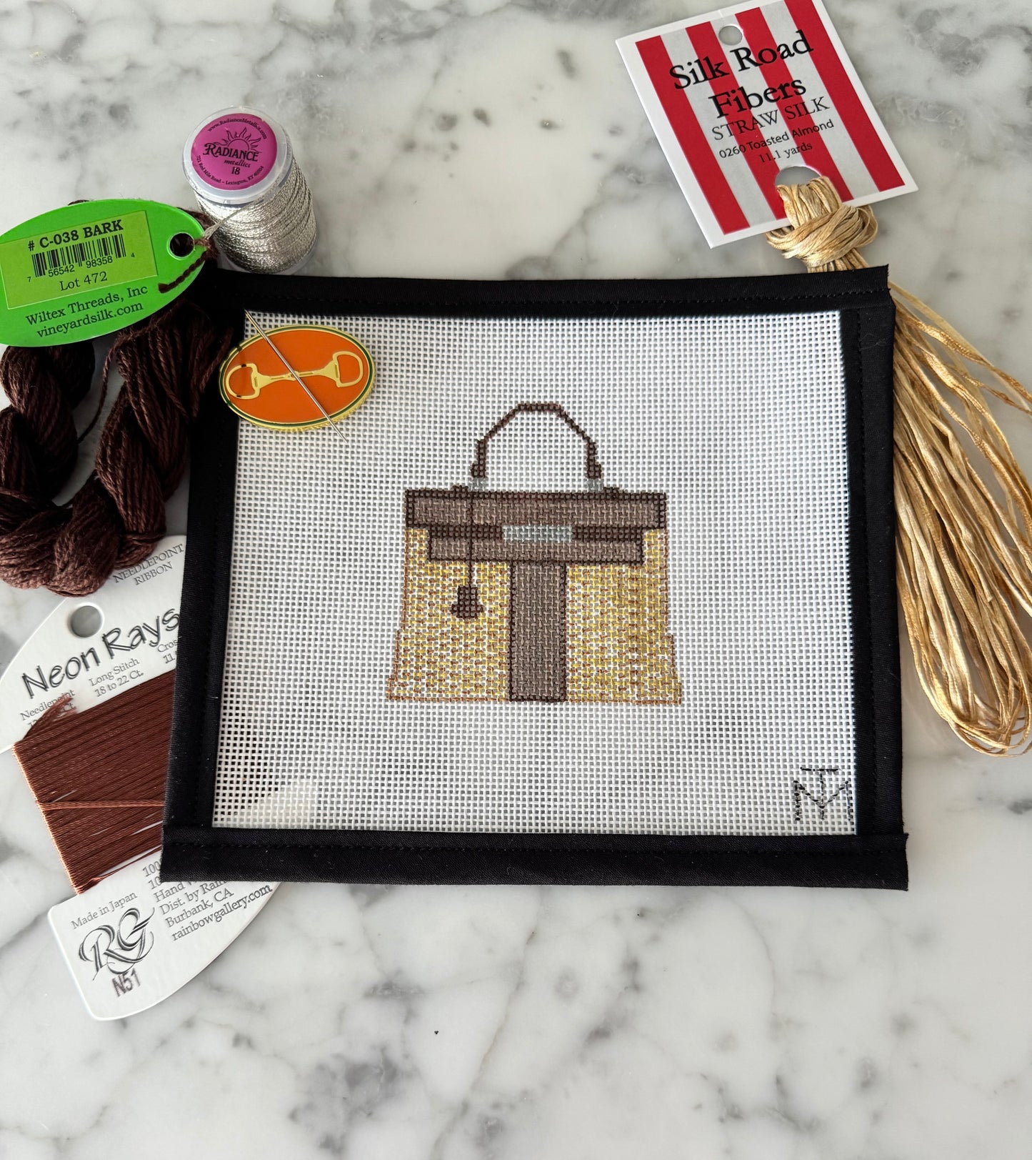 Designer Inspired Wicker Purse Canvas Brown