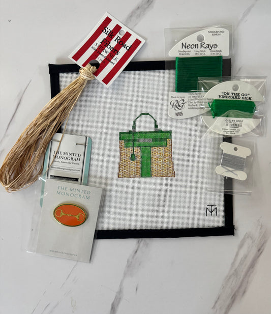 Special Designer Inspired Wicker Purse Kit Kelly Green