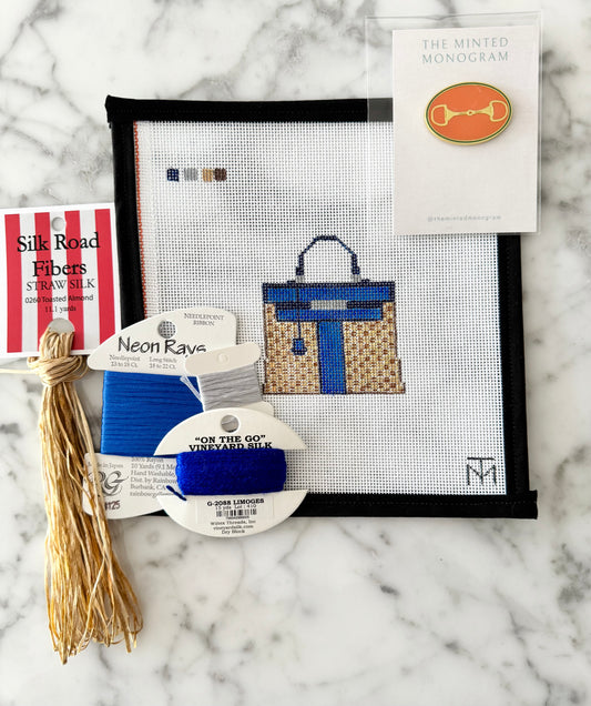 Special Value Designer Inspired Wicker Purse Kit in Blue