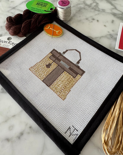 Designer Inspired Wicker Purse Canvas Brown