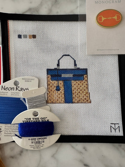 Special Value Designer Inspired Wicker Purse Kit in Blue