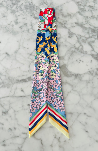 Blue and Red Floral Designer Inspired Scarf