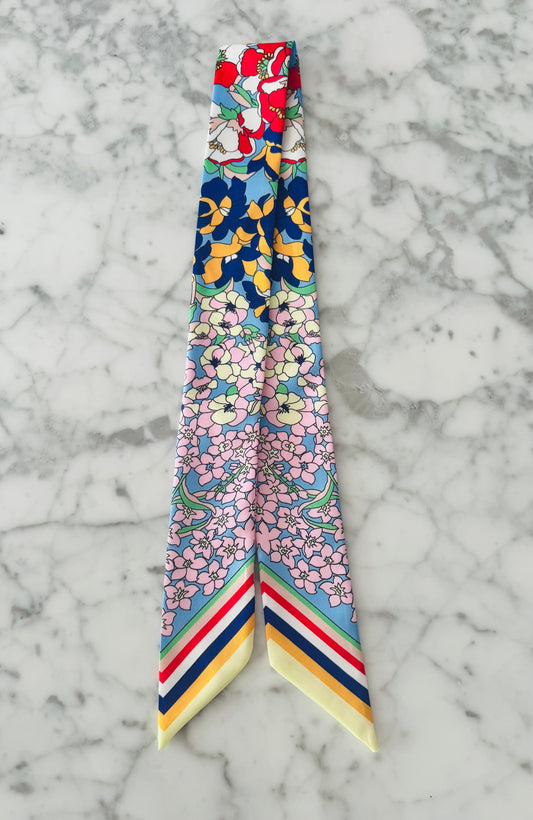 Blue and Red Floral Designer Inspired Scarf