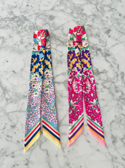 Blue and Red Floral Designer Inspired Scarf