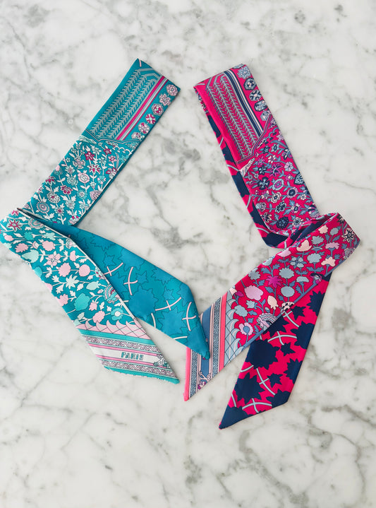 Turquoise Floral Designer Inspired Scarf